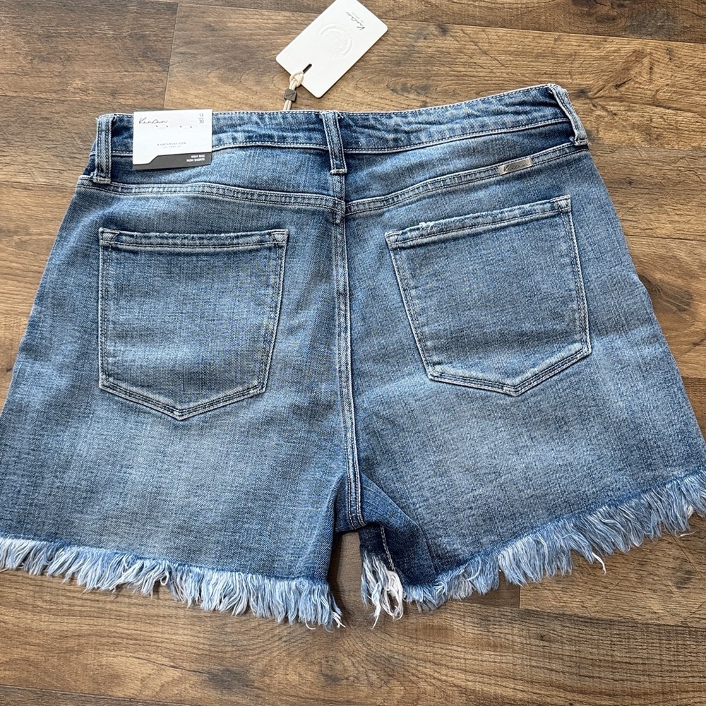 KanCan Blue Frayed Hem Jean Shorts - Picture 5 of 7